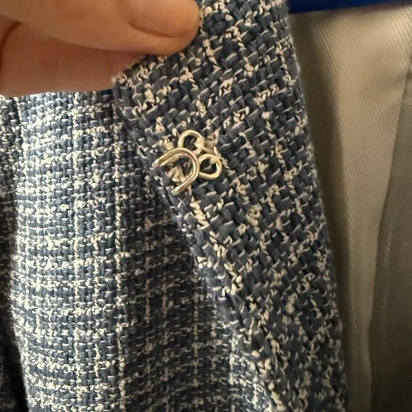 Zara Navy Tweed Blazer with Silver Buttons - Picture 3 of 6